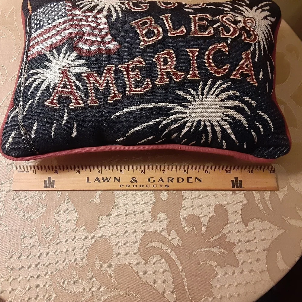 Patriotic GOD BLESS AMERICA Embroidered Throw Pillow